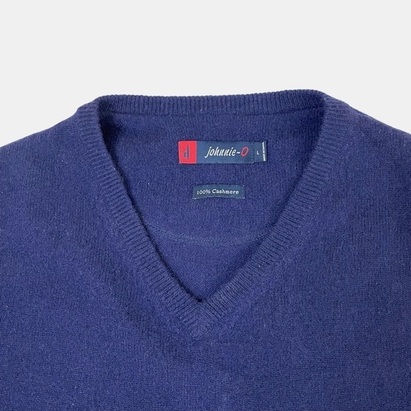 johnnie-O Men’s Ringer 100% Cashmere Lightweight Knit Sweater Navy Large - Picture 11 of 11